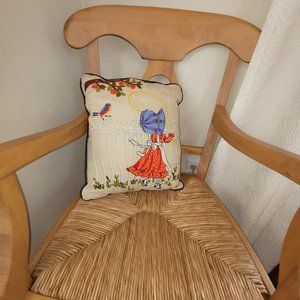 Darling Vintage hand Embroidered 16" x 13" pillow